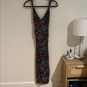 Floral Fitted Dress - Black, Red, Blue